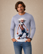 Old Man 3D Print Long-Sleeve Graphic Tee