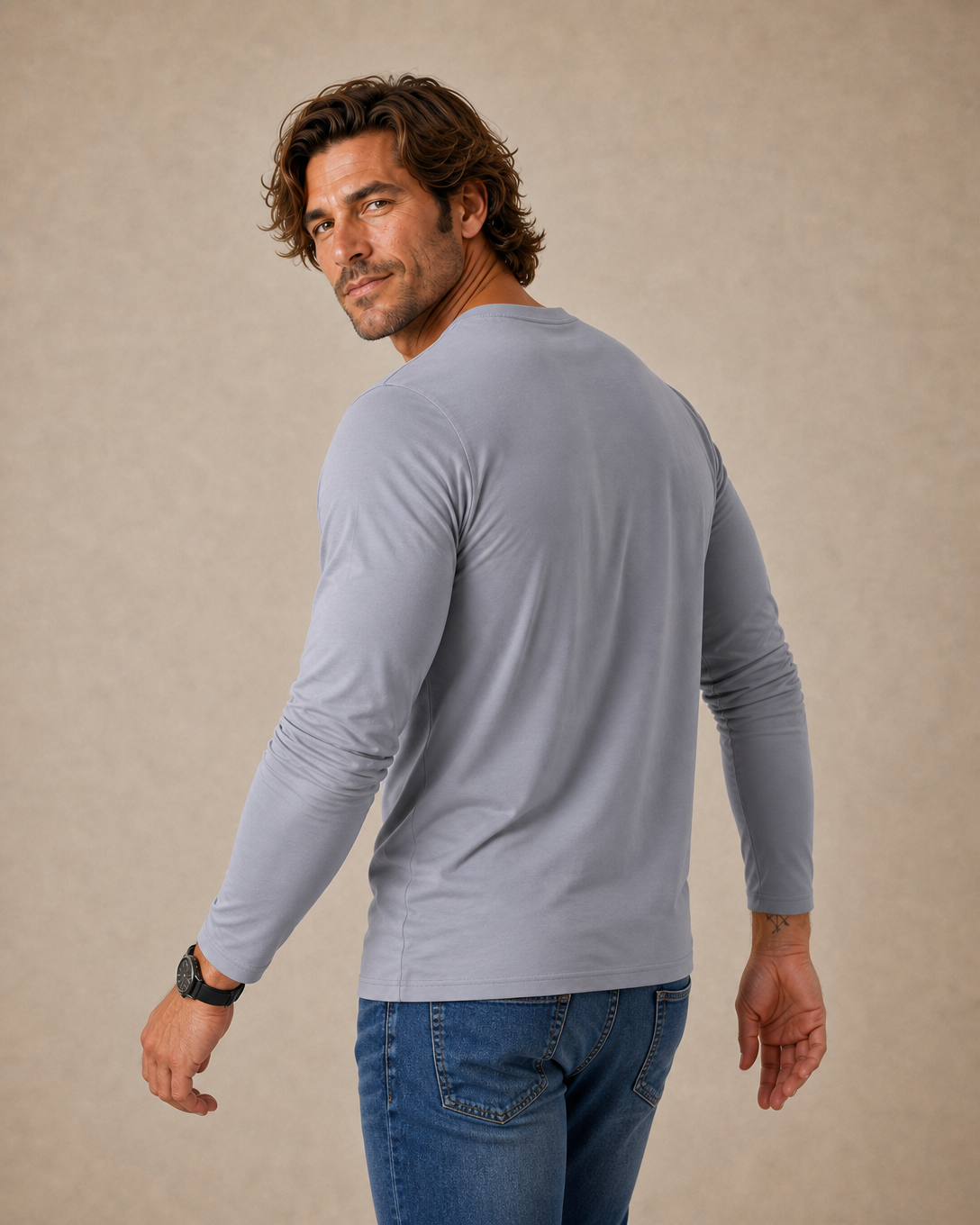 Old Man 3D Print Long-Sleeve Graphic Tee