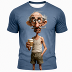 Ombre Coffee Funny Old Man Graphic Tee