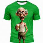 Ombre Coffee Funny Old Man Graphic Tee