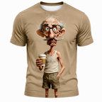 Ombre Coffee Funny Old Man Graphic Tee