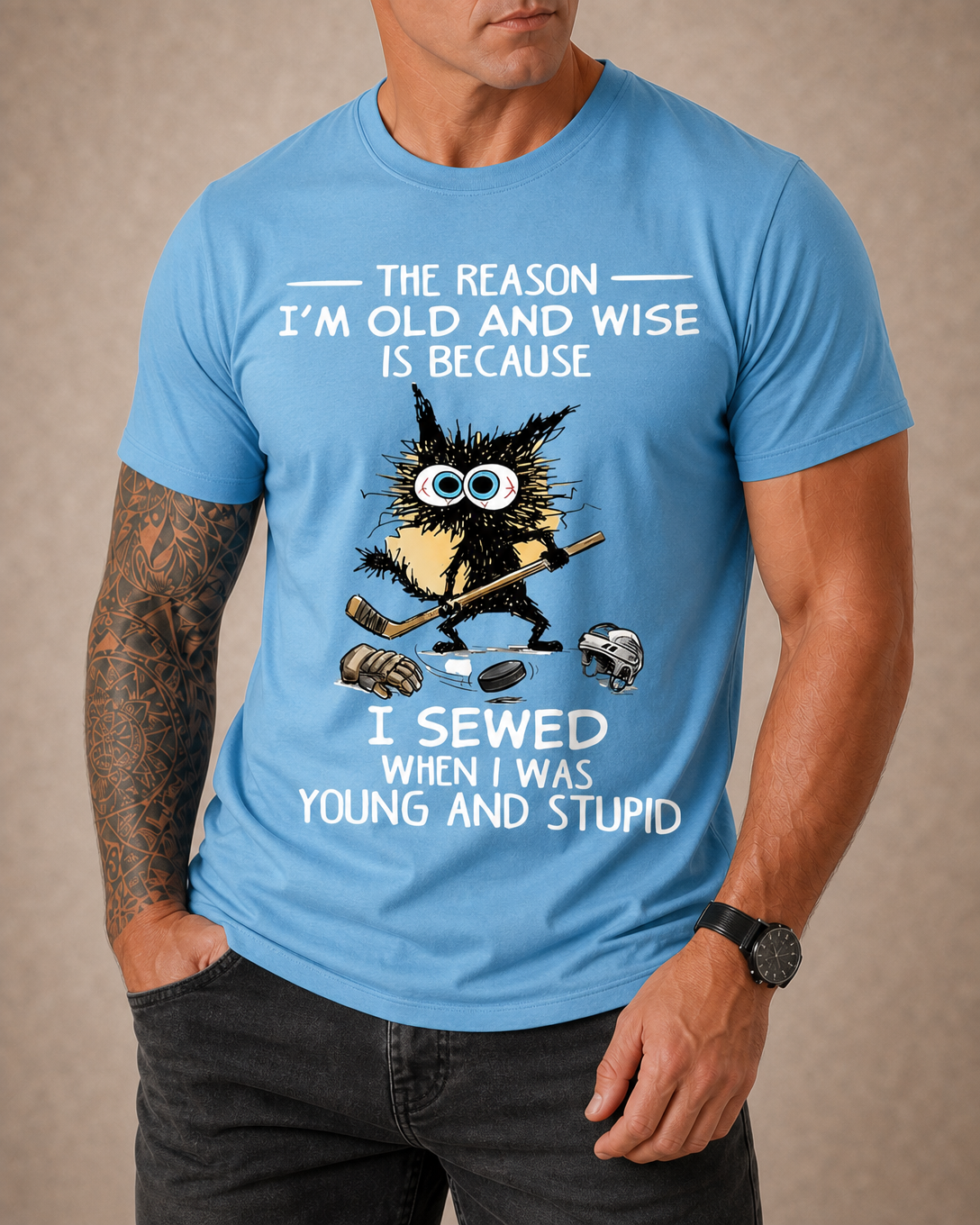 Crazy Cat Hockey Humor Graphic Tee