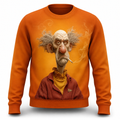 Funny Old Man Orange Graphic Casual Crewneck Sweatshirt Gift