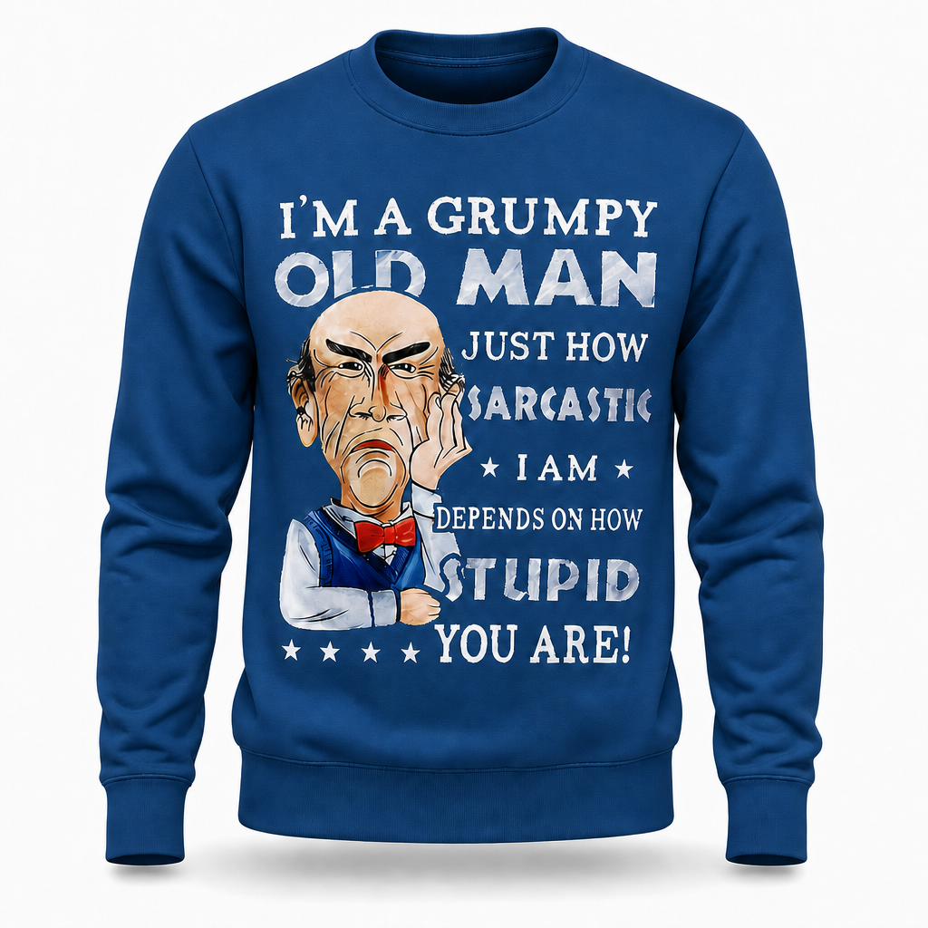 Funny Grumpy Old Man Casual Graphic Crewneck Sweatshirt Gift