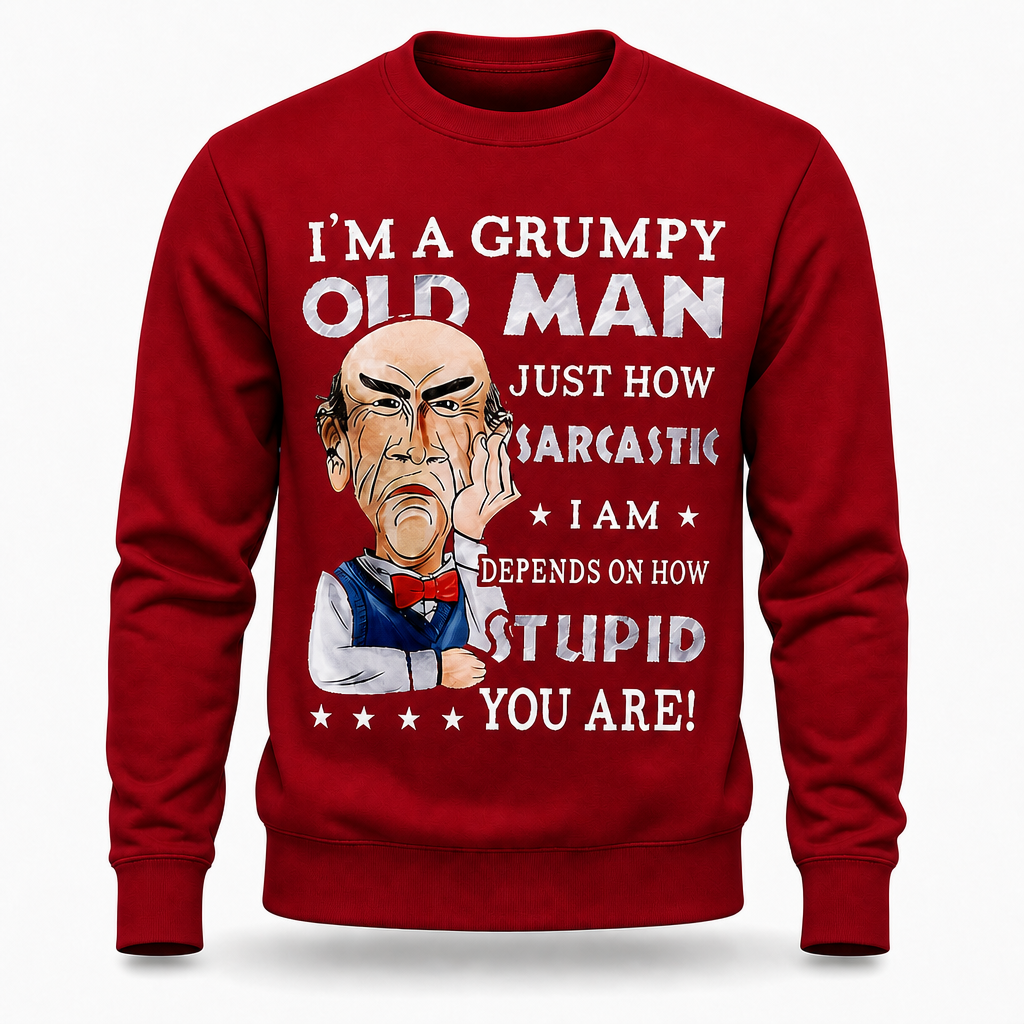 Funny Grumpy Old Man Casual Graphic Crewneck Sweatshirt Gift