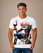 Old Man Cheers Wine Grandpa Graphic Shirt