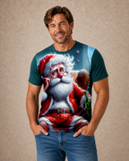 Santa Claus Beer 3D Funny Old Man Graphic Print Tee