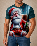 Santa Claus Beer 3D Funny Old Man Graphic Print Tee