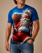 Christmas Santa Claus Beer 3D Funny Old Man Print Tee