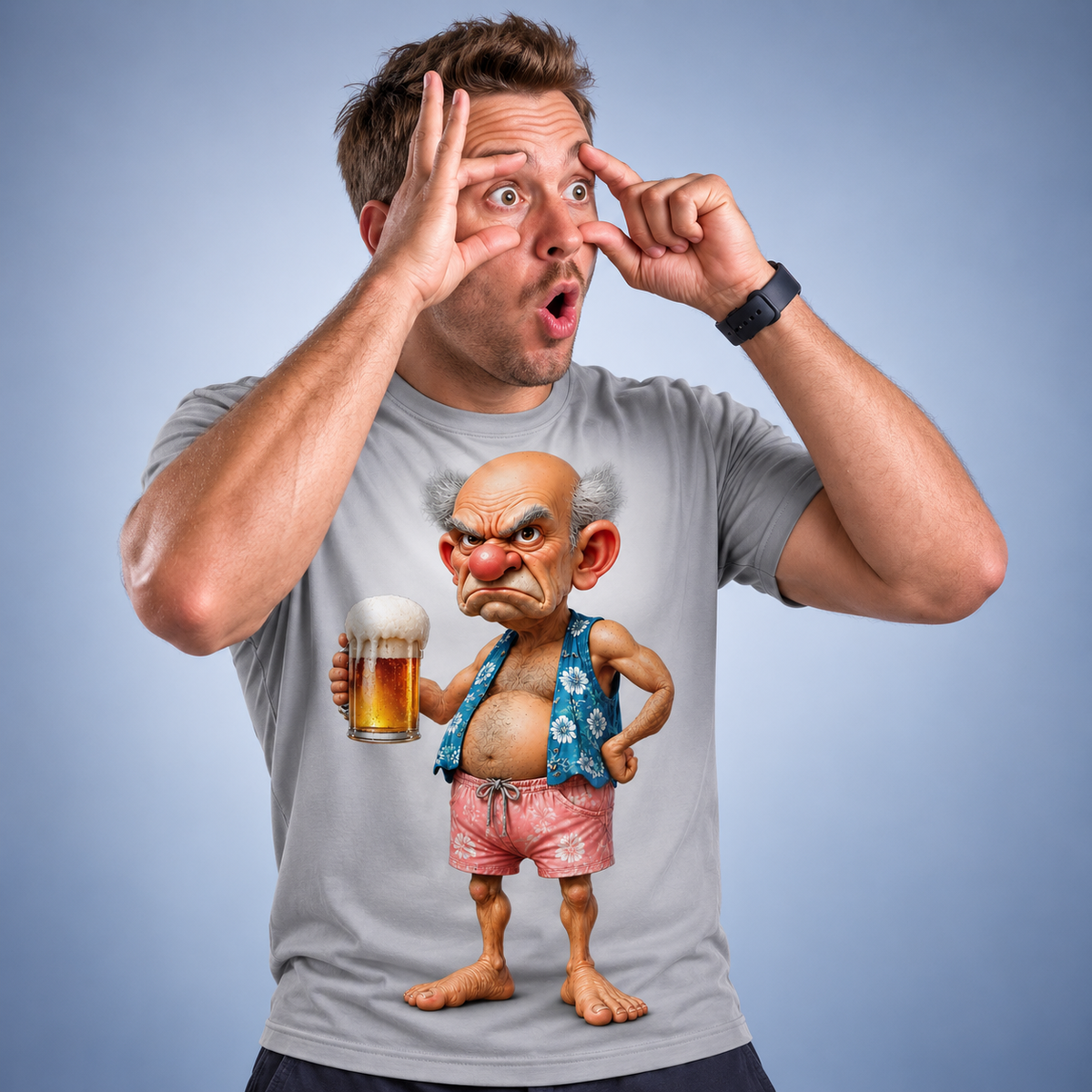 Grumpy Old Man Beer Party 3D Graphic Print Tee