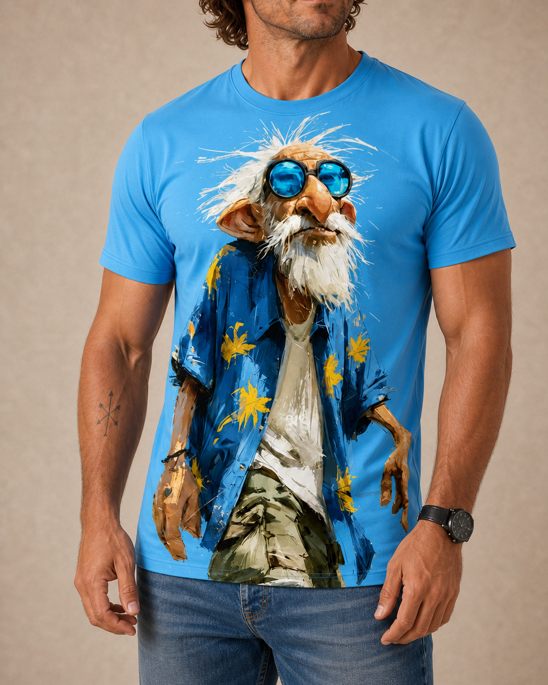 Ombre Old Man Legendary Graphic Print Tee