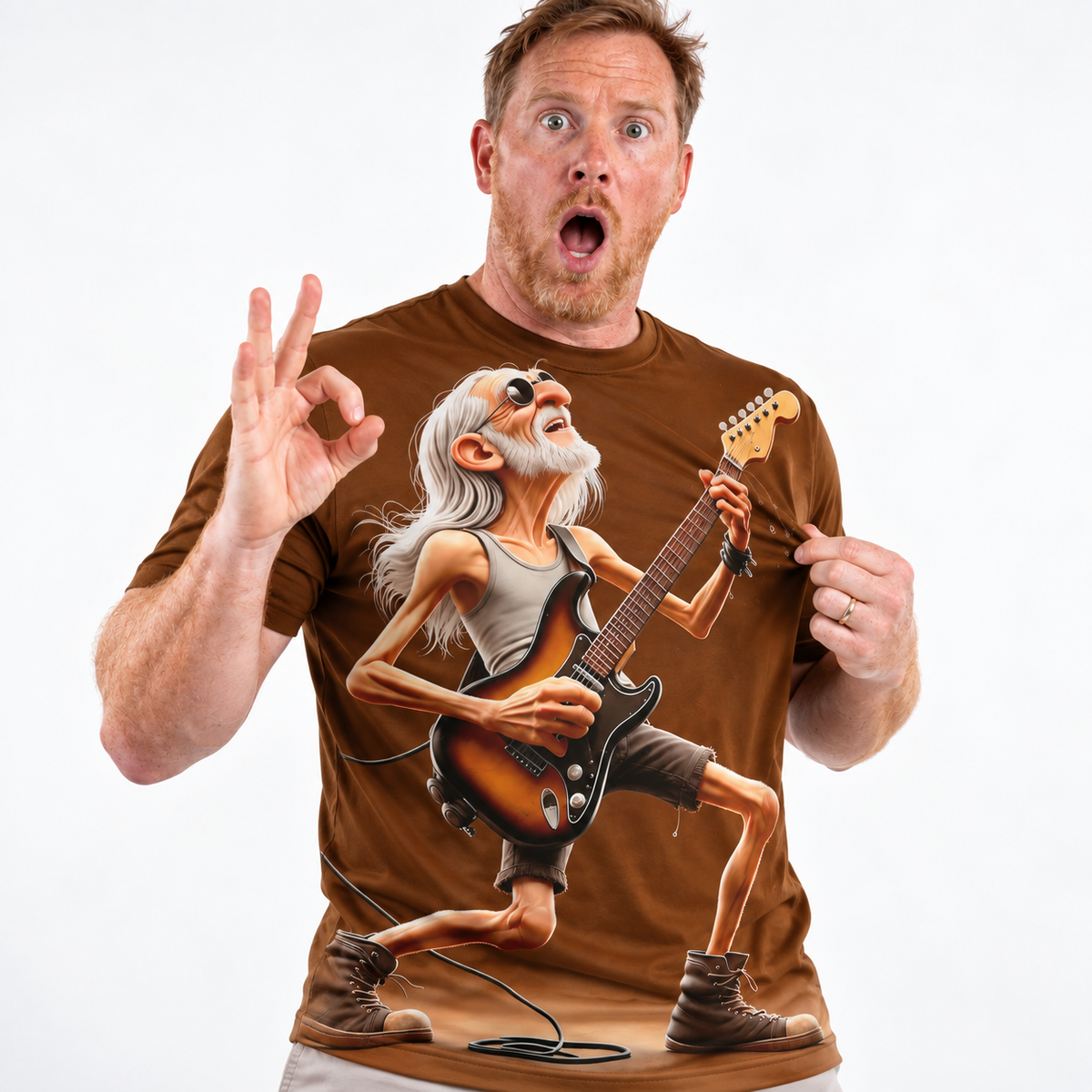 Rocker Guitar Music Lover Graphic Print Tee