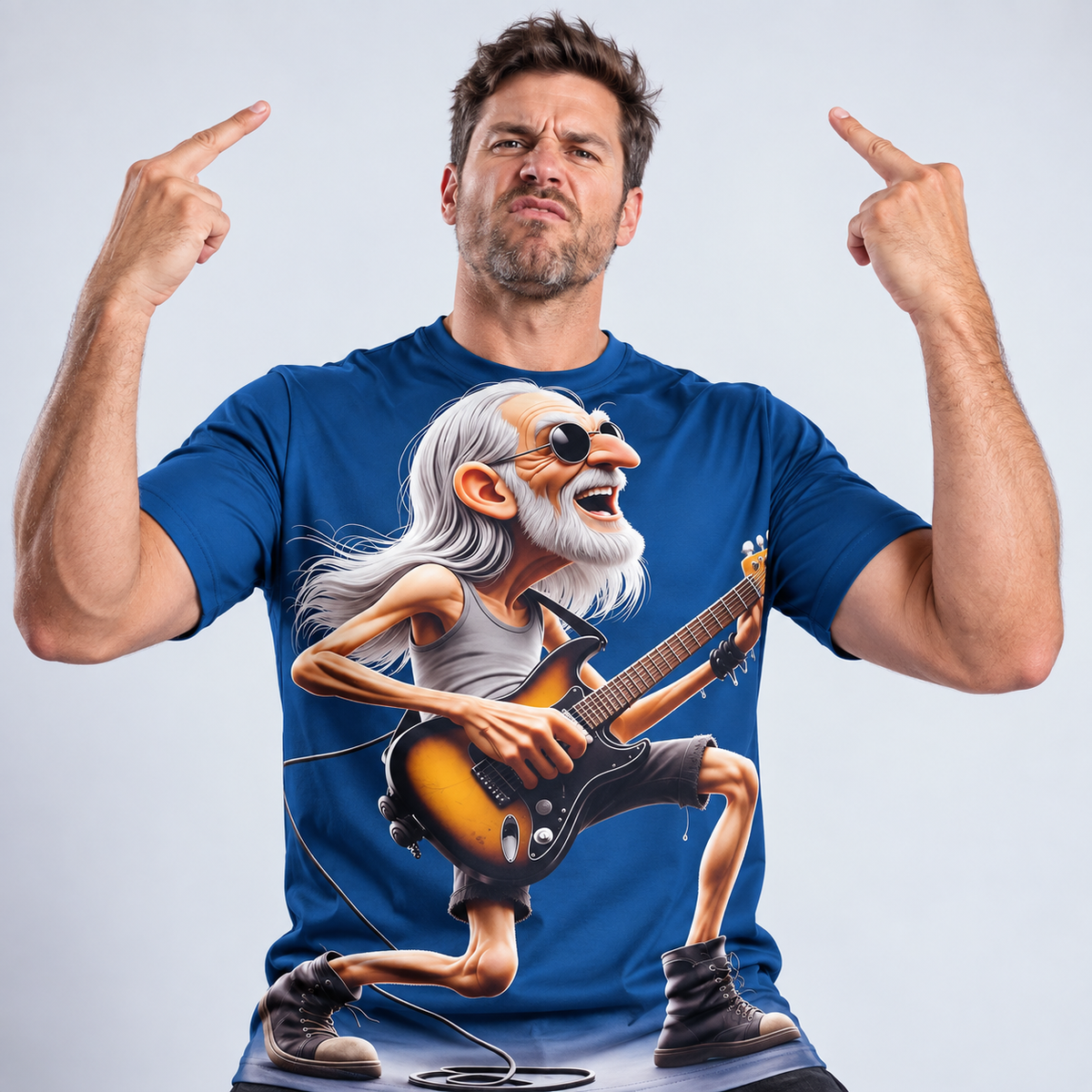 Funny Guitar Old Rocker Graphic Music Tee
