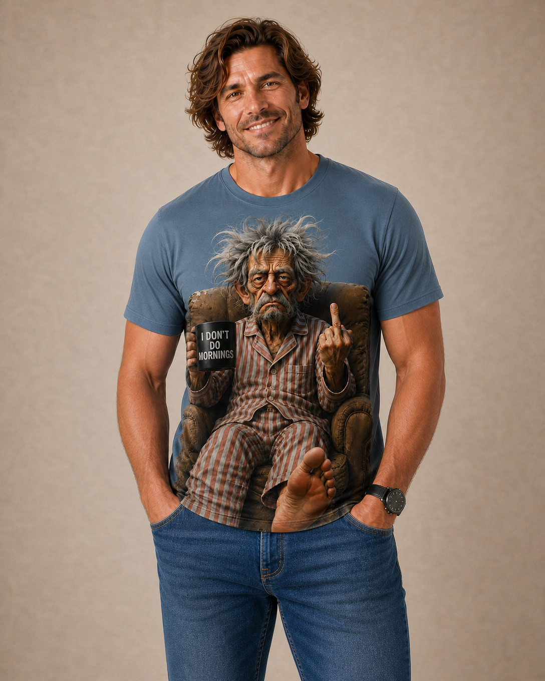 Humor Coffee Lover Old Man Graphic Tee