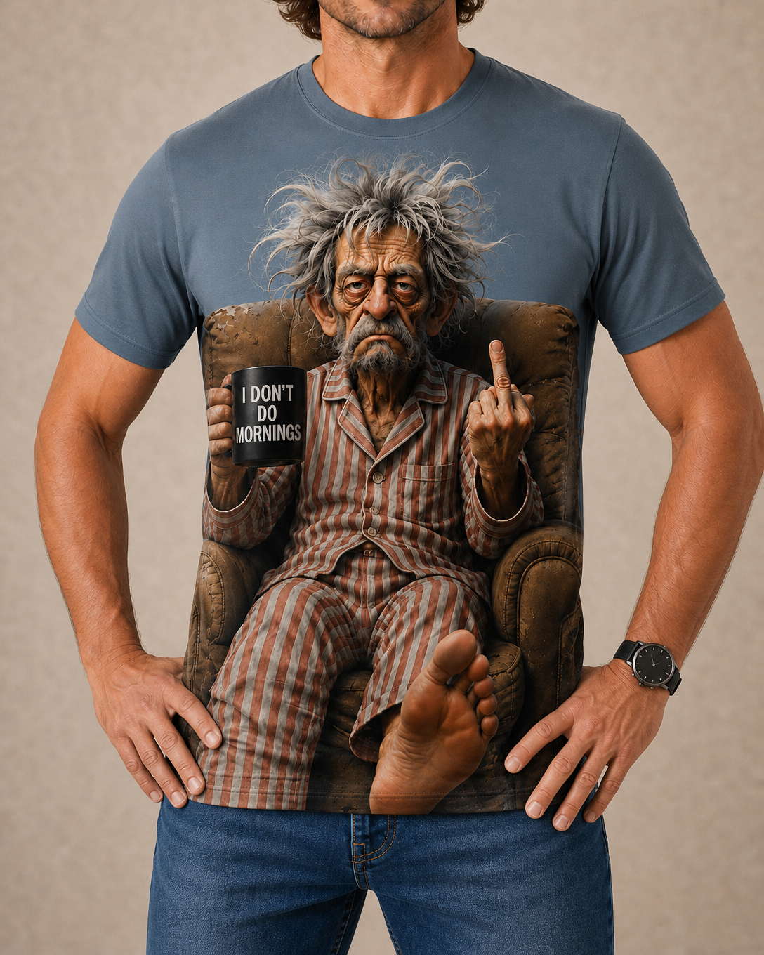 Humor Coffee Lover Old Man Graphic Tee