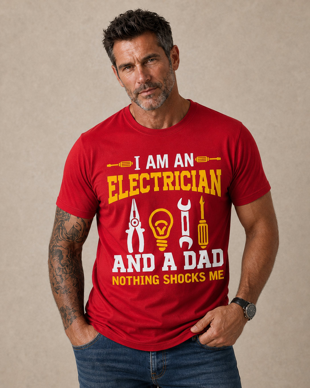 Nothing Shocks Electrician Dad Graphic Funny Tee