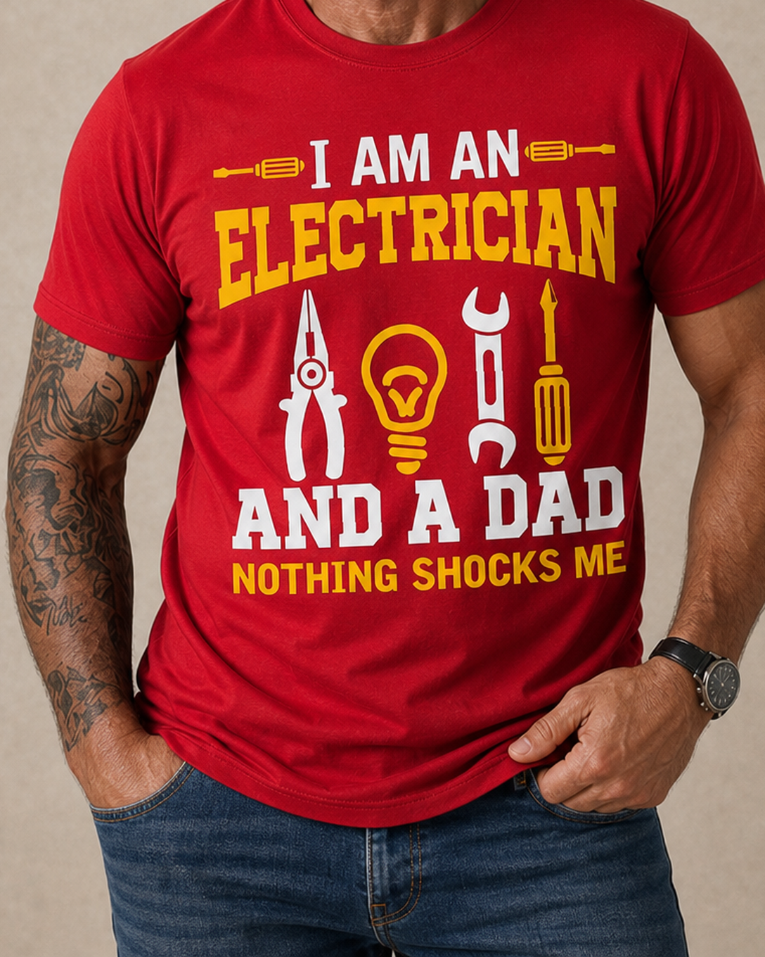 Nothing Shocks Electrician Dad Graphic Funny Tee