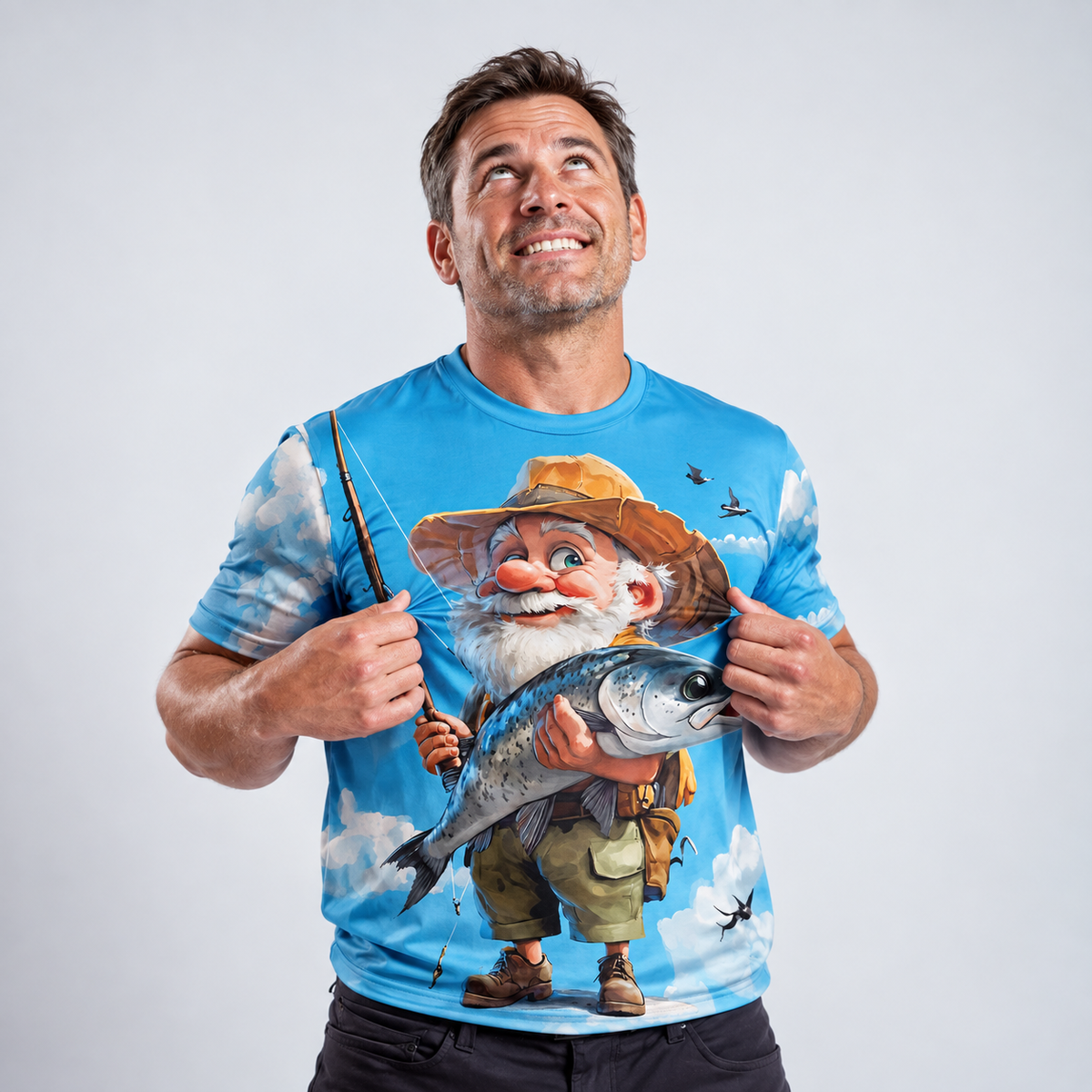 Legendary Old Man Fishing Graphic Tee