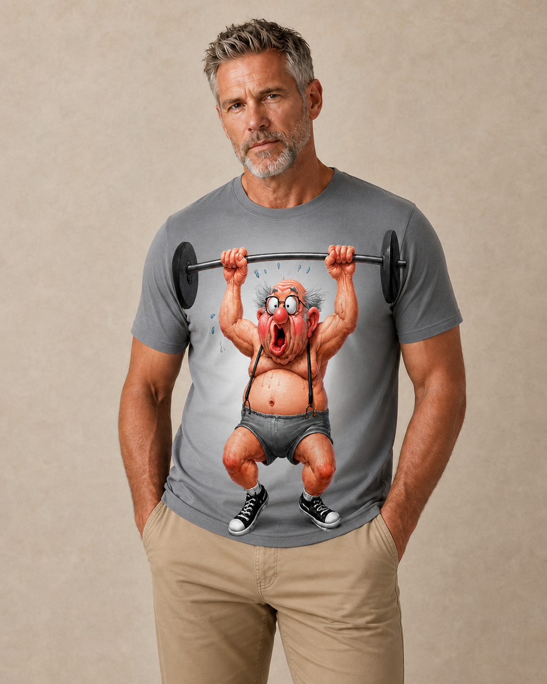 Ombre Fitness Bodybuilding  Old Man 3D Graphic Print Tee
