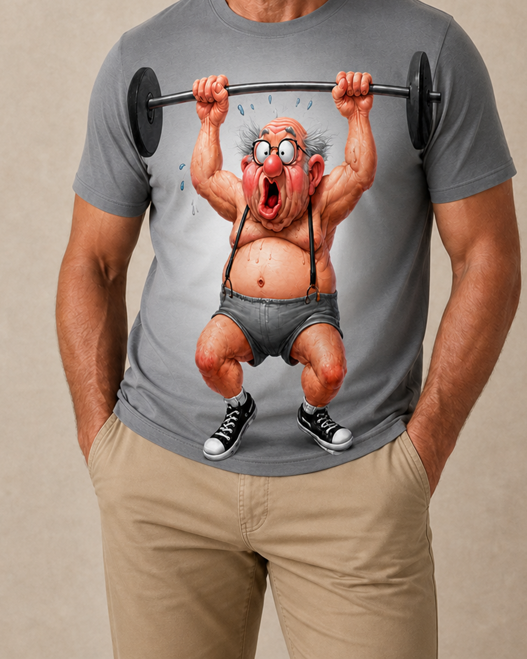 Ombre Fitness Bodybuilding  Old Man 3D Graphic Print Tee