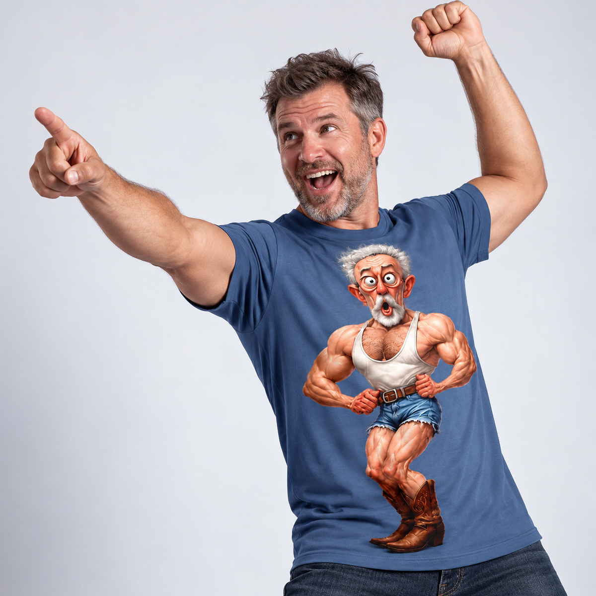 Fitness Bodybuilding Old Man Funny 3D Graphic Print Tee