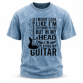 Playing My Guitar In My Head Funny Washed Tee