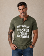 My Favorite People Call Me Grandpa Graphic Henley Shirt