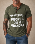 My Favorite People Call Me Grandpa Graphic Henley Shirt