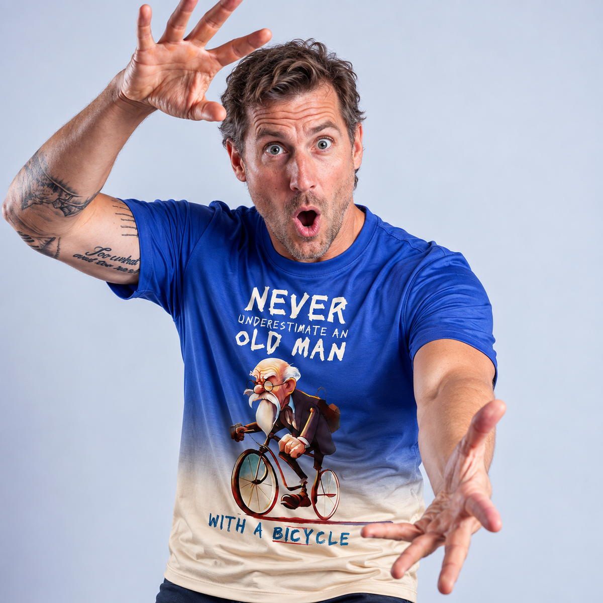 Still Riding Old Man Bicycle Theme Casual Tee For Men