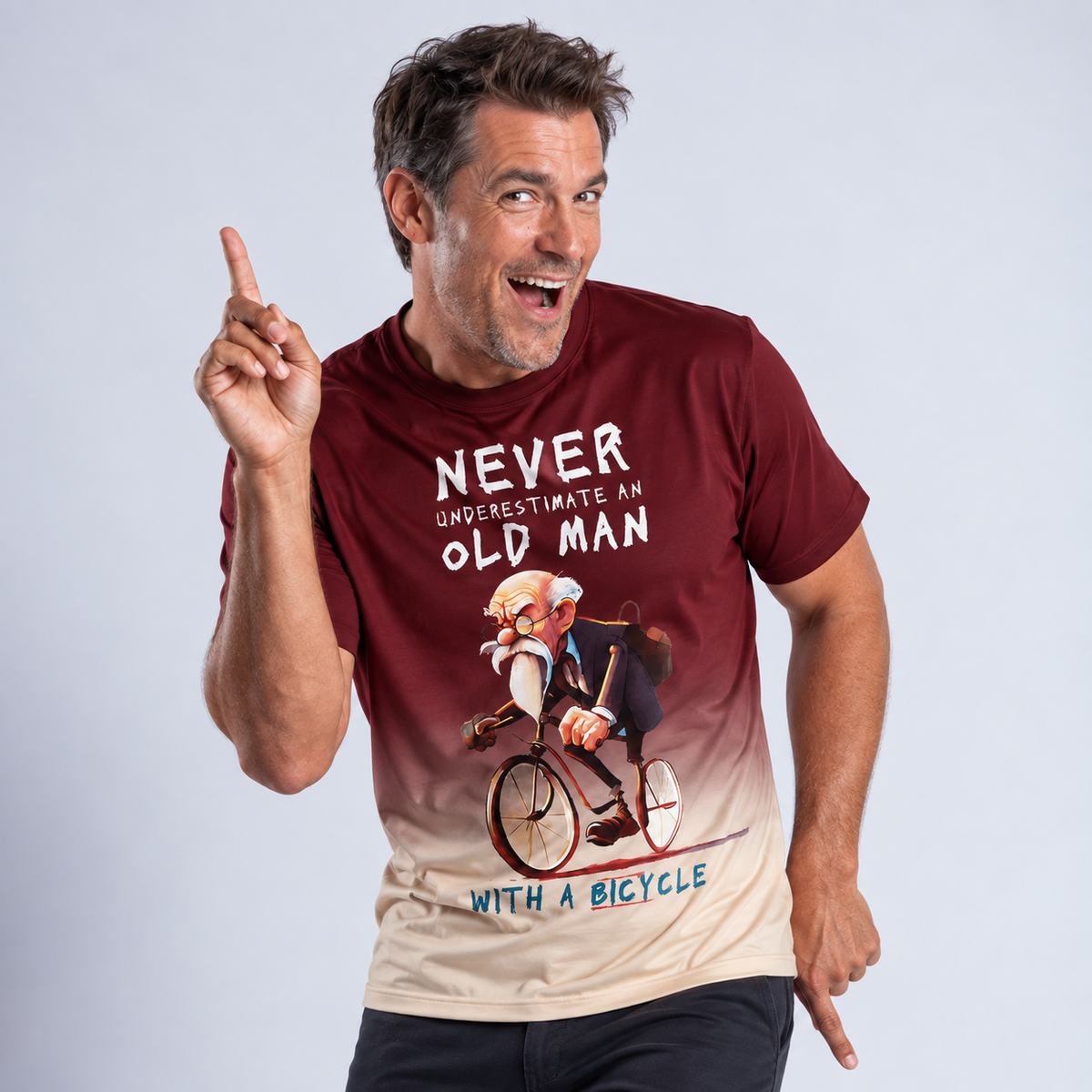 Never Underestimate An Old Man On A Bike Riding T‑Shirt