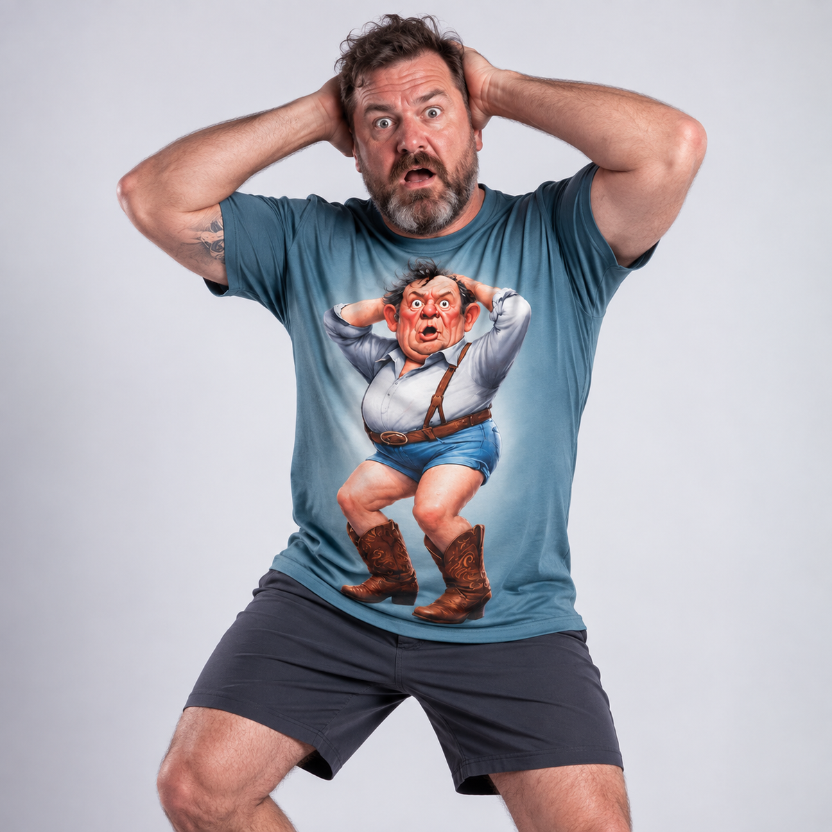 Funny Humor Ombre Old Man 3D Graphic Print Tee