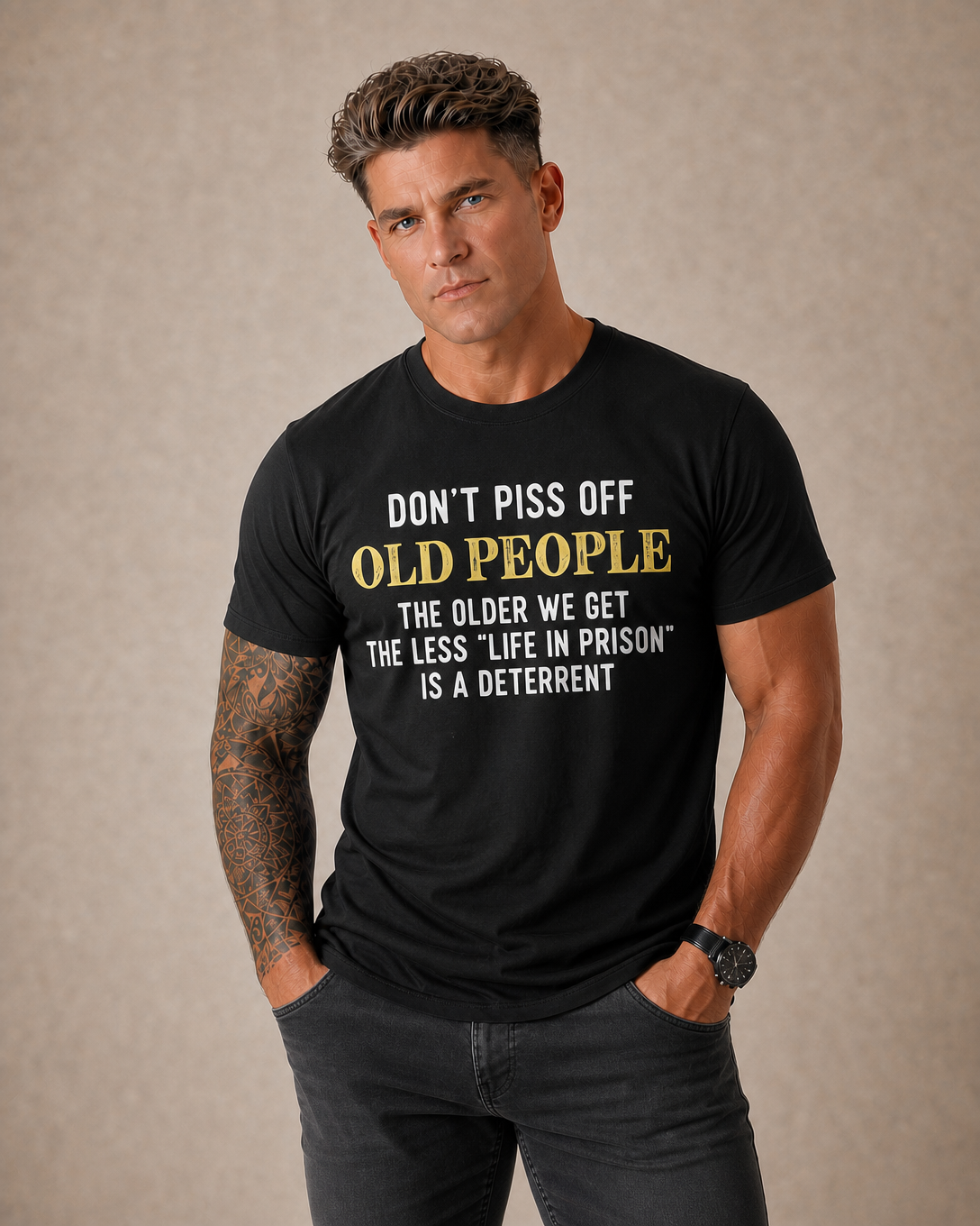 Funny Old People Warning Graphic Shirt