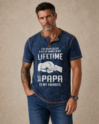 Papa Is My Favorite Funny Grandpa Graphic Henley Shirt