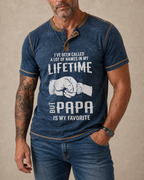 Papa Is My Favorite Funny Grandpa Graphic Henley Shirt
