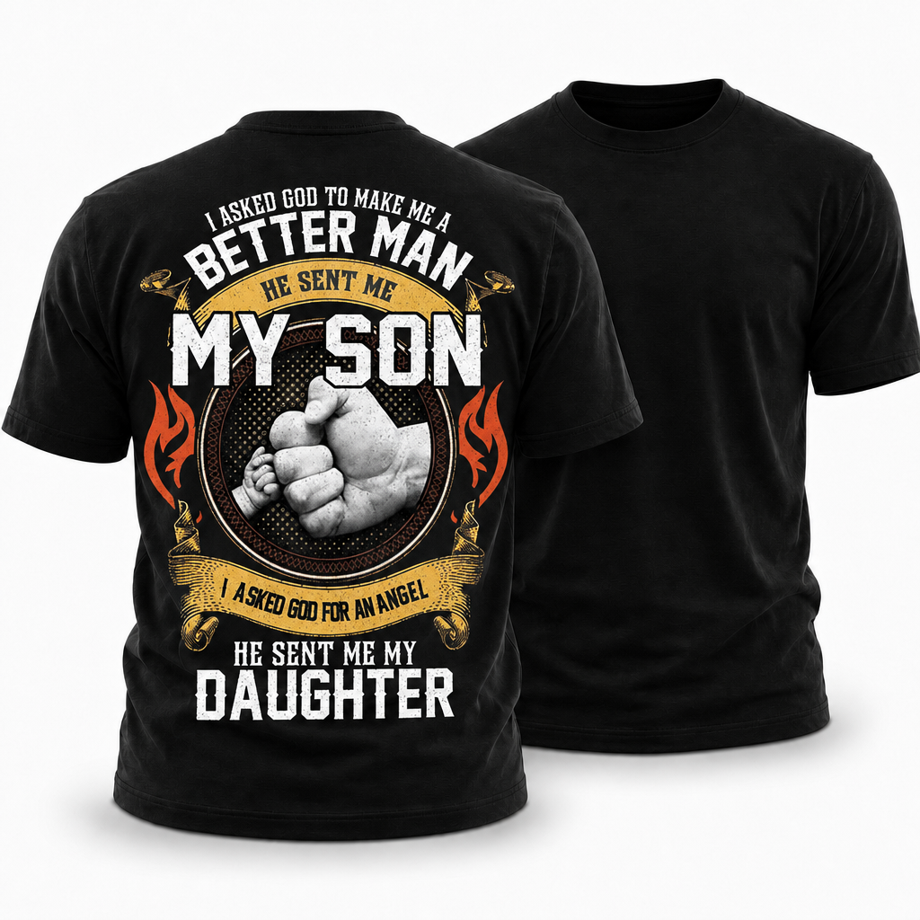 God Made Dad Better Son Daughter Angel Graphic Tee