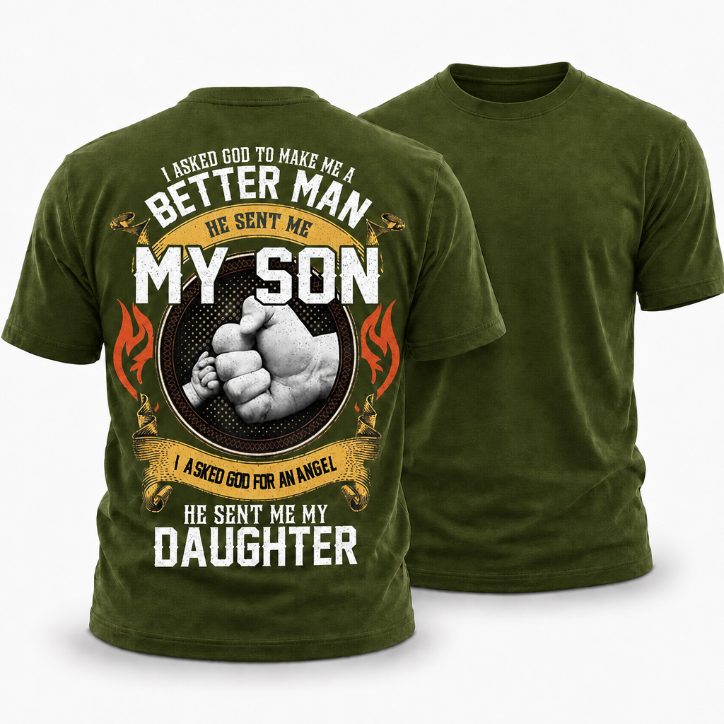 God Made Dad Better Son Daughter Angel Graphic Tee