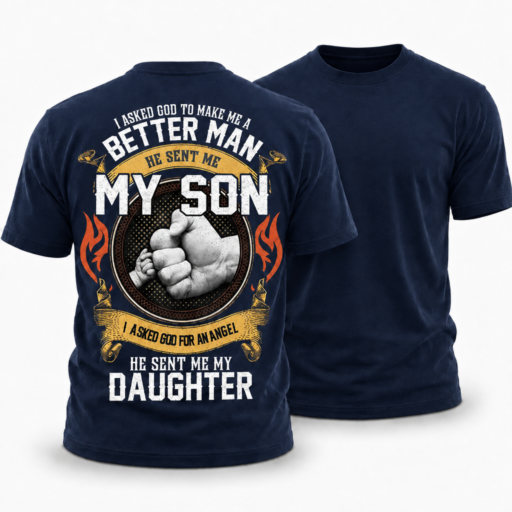 God Made Dad Better Son Daughter Angel Graphic Tee
