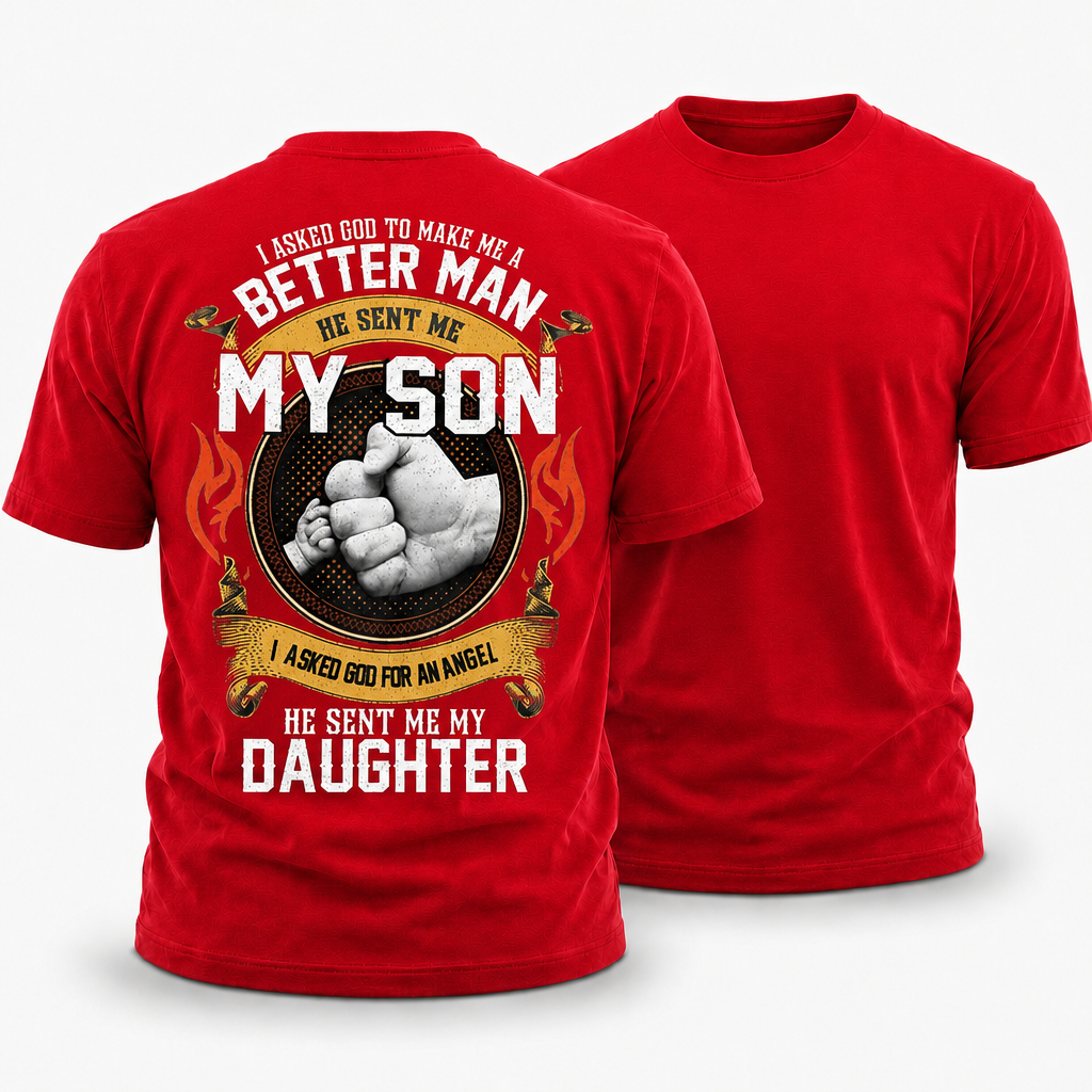 God Made Dad Better Son Daughter Angel Graphic Tee