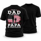 Dad Honor Papa Priceless American Flag Family Graphic Tee