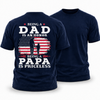 Dad Honor Papa Priceless American Flag Family Graphic Tee