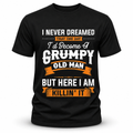 Old Man Letter Print Black Casual Graphic Cotton Tee