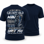 Grumpy Old Man Skull Gun Dark Humor Graphic Tee