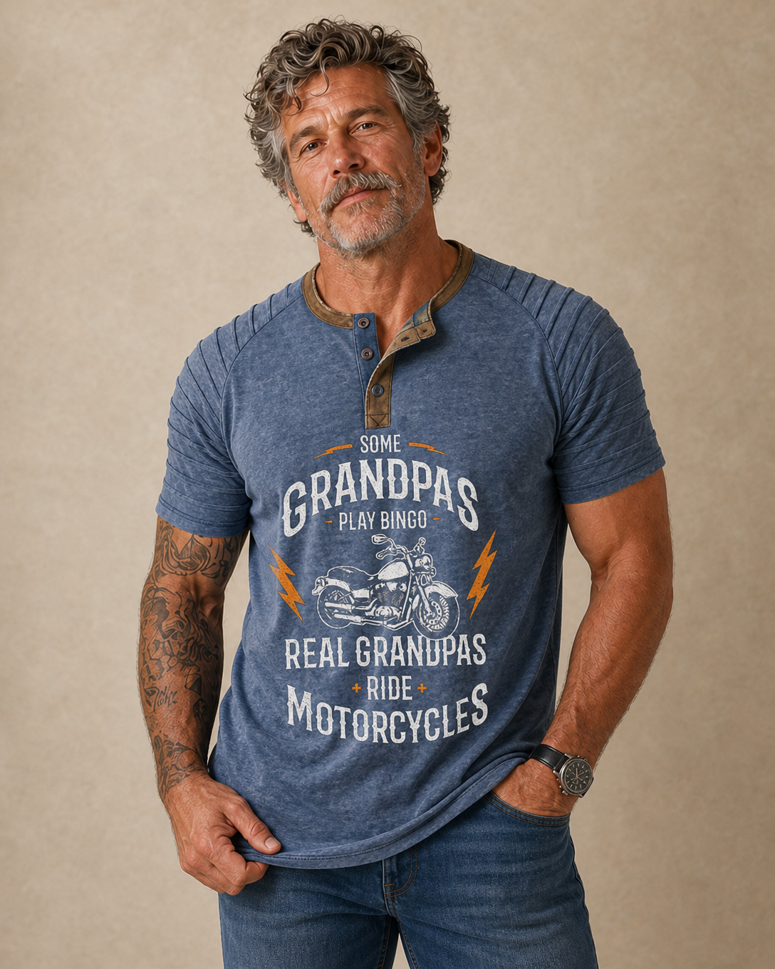 Real Grandpas Ride Motorcycles Funny Biker Grandpa Graphic Tee
