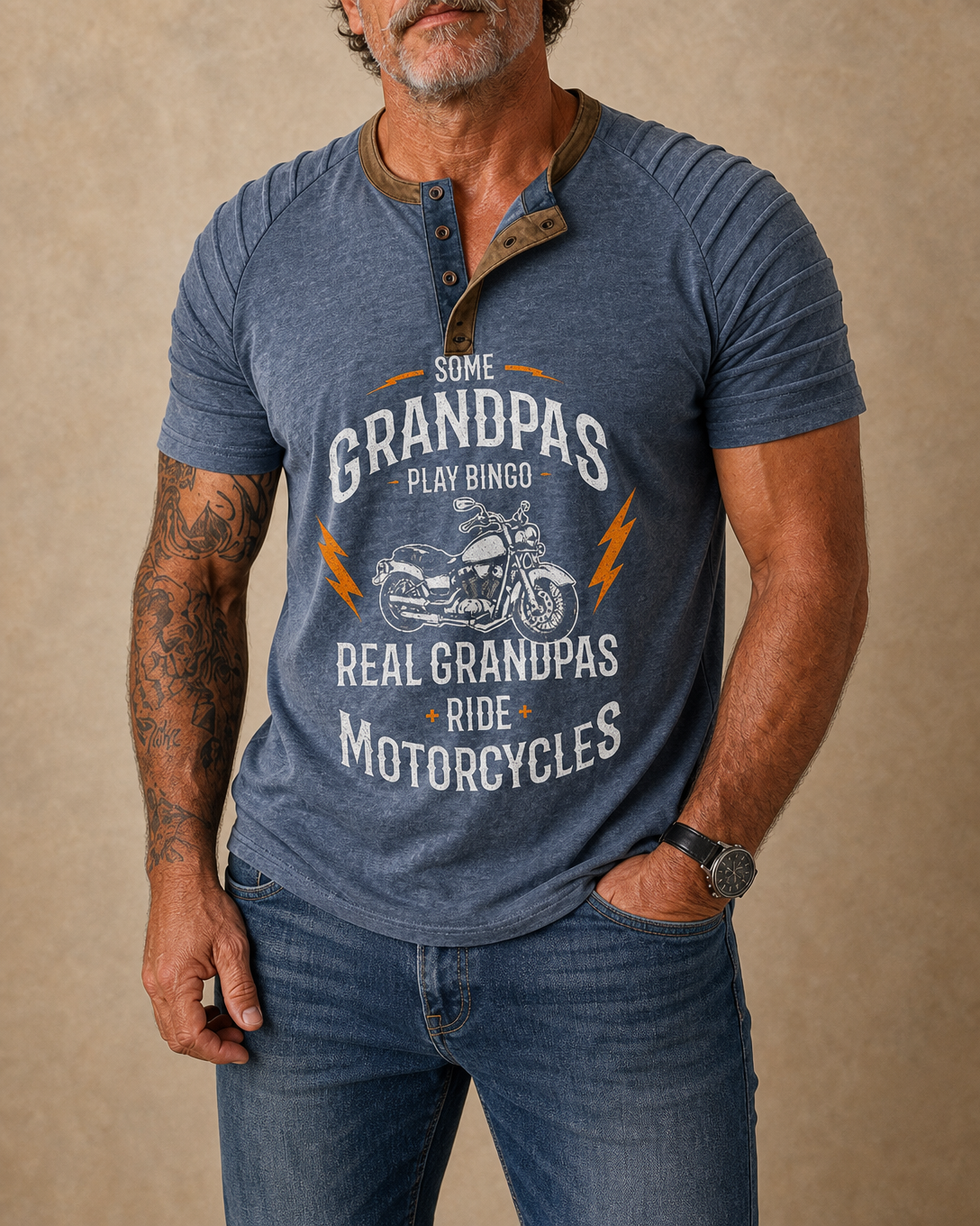 Real Grandpas Ride Motorcycles Funny Biker Grandpa Graphic Tee