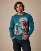 Funny Dog Old Man Number Print Crewneck Sweatshirt Gift