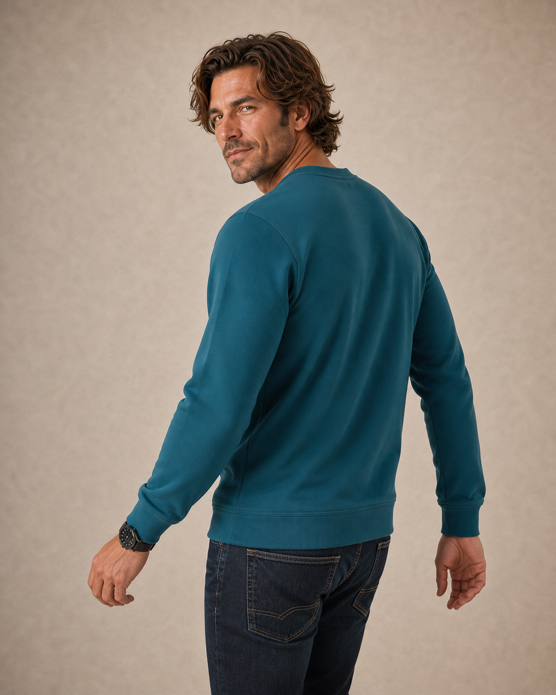 Funny Dog Old Man Number Print Crewneck Sweatshirt Gift