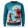 Funny Dog Old Man Number Print Crewneck Sweatshirt Gift
