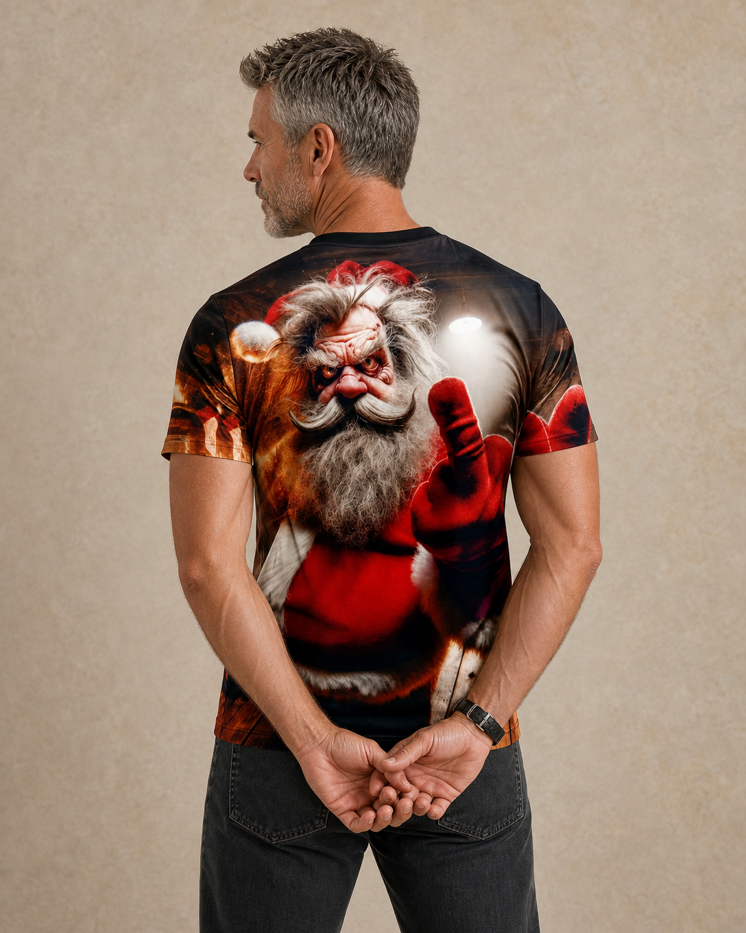 Santa Claus Old Man Funny Christmas Graphic Tee Shirt