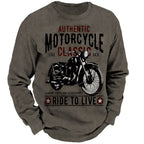 Vintage Motorcycle Rider Graphic Casual Crewneck Long Sleeve Sweatshirt
