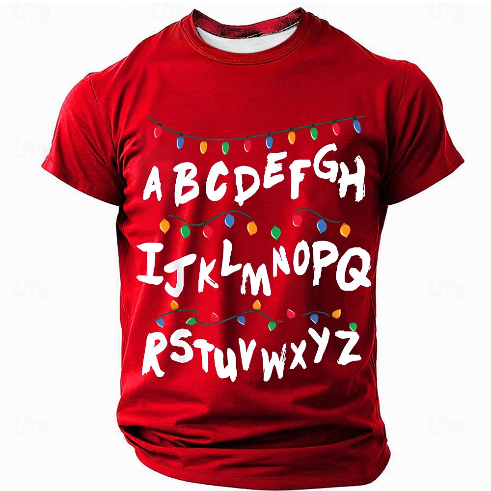 Christmas Lights Festive Holiday Graphic Casual Short Sleeve Tee